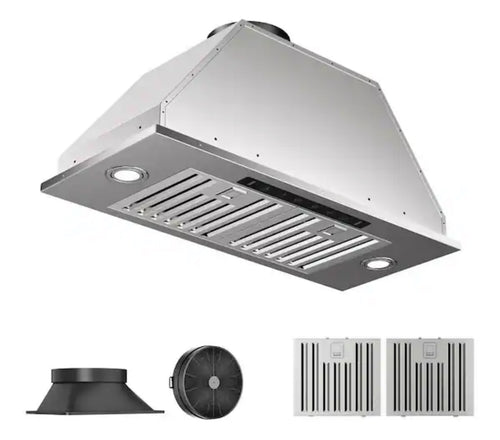 Vikio 28 in. 900CFM Convertible Ducted to Ductless Insert Range Hood in Stainless Steel with LED and Gesture Control! (NEW IN BOX)