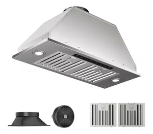 Vikio 28 in. 900CFM Convertible Ducted to Ductless Insert Range Hood in Stainless Steel with LED and Gesture Control! (NEW IN BOX)