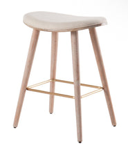 LumiSource Set of 2 26" Saddle Counter Height Barstools with Faux Leather Cream/Gold