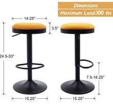Shunzhi Round Swivel Counter Height Bar Stools Set of 2 Modern Adjustable Barstools Backless Corduroy Bar Chairs Base/Footrest for Kitchen Island/Pub/Bar, Yellow! (NEW)