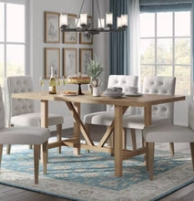 Grant Wood Dining Table Rustic Beige - Finch: Modern Farmhouse Style, Seats Six, Trestle Base! (NEW IN BOX - TABLE ONLY!)