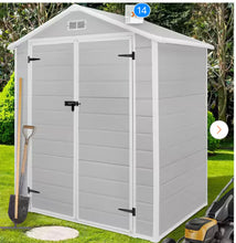 Gray 6 ft. W x 4 ft. D All-Weather Resin Patio Outdoor Plastic Storage Shed with Window & Reinforced Floor(24 sq. ft.) new in 2 boxes!
