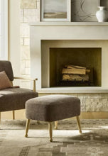 Corallina Upholstered Wooden Ottoman Natural Wood/Dark Brown! (NEW)
