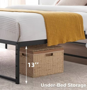 Full Size Bed Frame, 14 inch Metal with 3 in 1 Sturdy Steel Support, No Box Spring Needed, Black Frame! (NEW IN BOX)