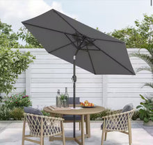 Sonkuki 7.5 ft. Patio Market Crank and Tilt Umbrellas, Table Umbrellas, UV-Resistant Canopy in Anthracite Gray!! NEW IN BOX!!