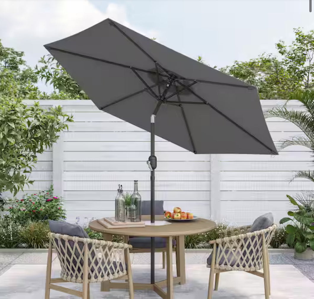Sonkuki 7.5 ft. Patio Market Crank and Tilt Umbrellas, Table Umbrellas, UV-Resistant Canopy in Anthracite Gray!! NEW IN BOX!!