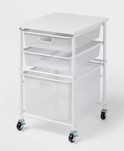 Brightroom Steel File Utility Cart White, Rolling Storage with Casters, Under Desk Organizer, Powder-Coated Steel!! NEW IN BOX!!
