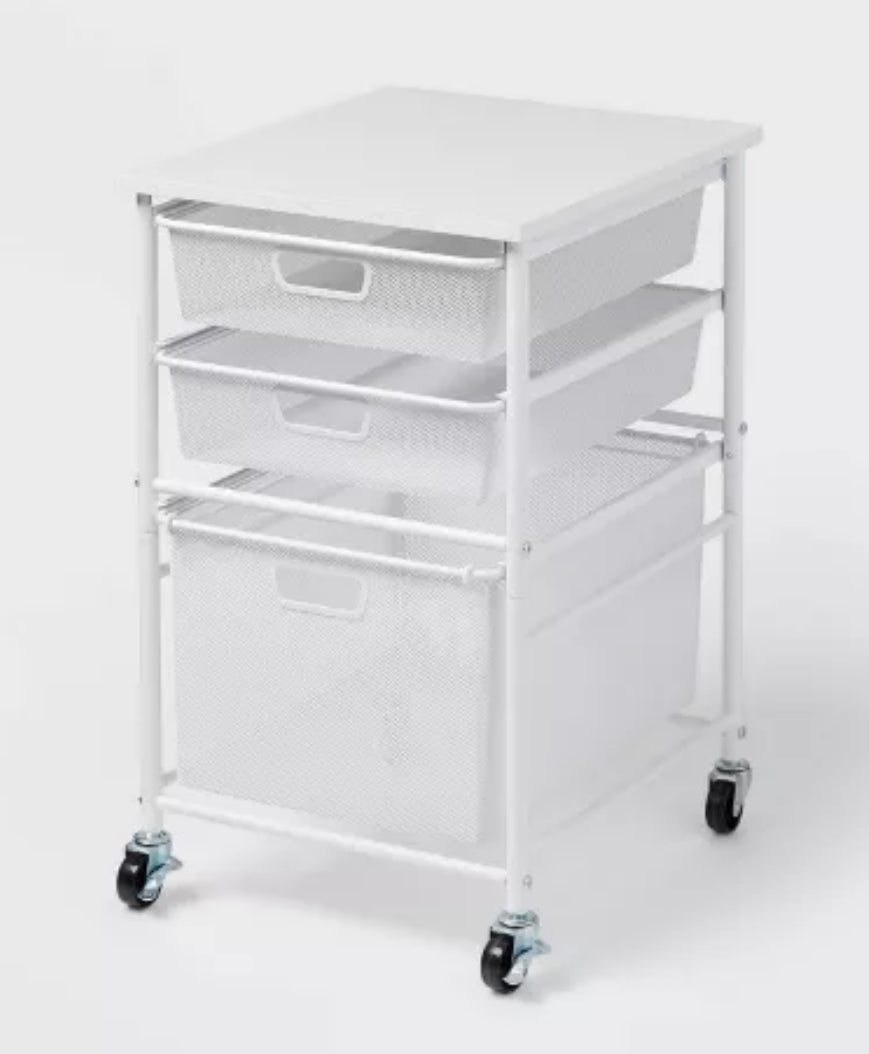 Brightroom Steel File Utility Cart White, Rolling Storage with Casters, Under Desk Organizer, Powder-Coated Steel!! NEW IN BOX!!