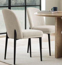 Upholstered Dining Chairs with Linen Blend Fabric and Metal Legs, Modern Armless Side Chairs for Dining Room-Maison Boucle, Set of 2! (NEW IN BOX)
