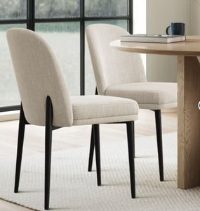 Upholstered Dining Chairs with Linen Blend Fabric and Metal Legs, Modern Armless Side Chairs for Dining Room-Maison Boucle, Set of 2! (NEW IN BOX)
