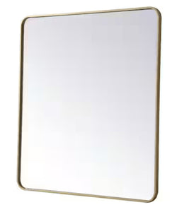 Timeless Home 40 in. H x 36 in. W Brass Modern Soft Corner Rectangular Wall Mirror! (NEW IN BOX)