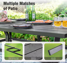 8-Piece Metal Patio Outdoor Dining Set with Slat Rectangle Table, 2 Elegant Swivel Chairs with Beige Cushions, and 15Ft LED Umbrella W/Base! (NEW - SCRATCHED FROM SHIPPING)