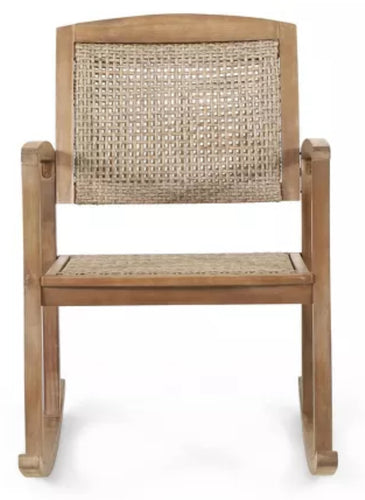 Welby Outdoor Acacia Wood/Wicker Rocking Chair, Set of 2, Light Brown - Christopher Knight Home: Weather-Resistant, Rustic Patio Furniture! (NEW IN BOX)