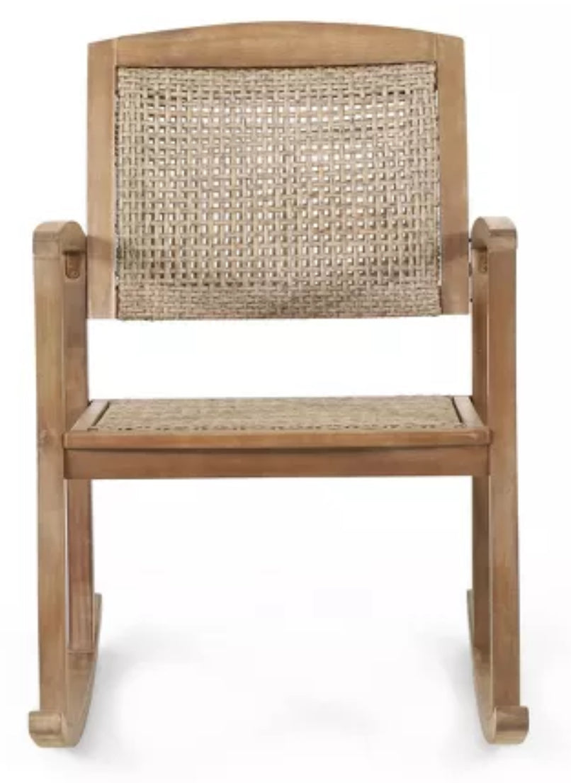 Welby Outdoor Acacia Wood/Wicker Rocking Chair, Set of 2, Light Brown - Christopher Knight Home: Weather-Resistant, Rustic Patio Furniture! (NEW IN BOX)