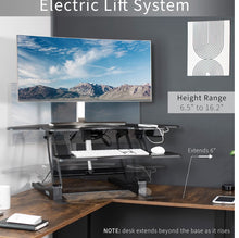 VIVO 43 inch Corner Electric Height Adjustable Cubicle Stand Up Desk Converter, VE Series, Sit to Stand Tabletop Dual Monitor Riser with USB Port, Black, DESK-V000VCE- new in box