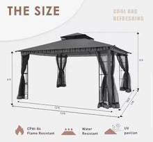 Gardenbee 13 ft. x 11 ft. Black Steel Outdoor Patio Gazebo with Mosquito Netting - WE DO NOT SHIP!!