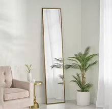 Smythe 83 in. x 18 in. Modern Rectangle Framed Brushed Brass Accent Mirror! (NEW IN BOX)