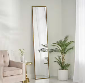 Smythe 83 in. x 18 in. Modern Rectangle Framed Brushed Brass Accent Mirror! (NEW IN BOX)