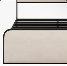 Modern Metal Bed Frame With Upholstered Headboard And Footboard Bed With Under Bed Storage, QUEEN
