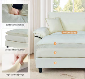 Oversized Black Chenille Soft Single Sofa Arm Chair with Ottoman and 1-Small Pillow for Bedroom and Living room! (NEW VACUUM SEALED IN BOX)