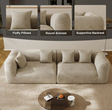 120'' Chenille Sofa Deep Seat Compression Couch with 4 Pillows Modern Living Room Sofa - WE DO NOT SHIP!!