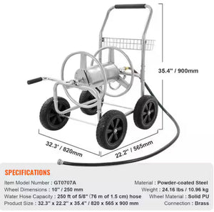 Skyshalo Hose Reel Cart Hold Up to 250 ft. of 5/8 in. Hose Garden Water Hose Carts Mobile Tools with 4 Wheels Heavy Planting!! NEW IN BOX!!