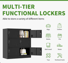 6 Door Locker, Employee Metal Locker Office Steel Gym Locker with Card Slots and Vents Home, School Office Locker (Black)!! NEW IN BOX!!