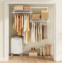 SONGMICS HOME Closet System, Closet Insert Organizer, 2 ft, Adjustable Metal Shelving Unit with 2 Hanging Rods, 2 Shelves, and Hooks, for Pantry Mudroom Garage Basement, Cloud White URGR030W01– NEW