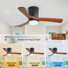Nicola 42" Minimalist 3-Solid Wood Blade Flush Mount Ceiling Fan With Light Remote Control And Timing Function - WE DO NOT SHIP!!