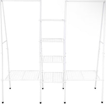 Metal Garment Rack Clothes Rack with Top Rod and Lower Storage Shelf Clothes Rack (White)! (NEW IN BOX)