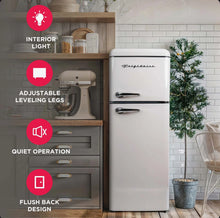 Frigidaire 7.5 Cu. Ft. Top Mount Retro Refrigerator Freezer Combo, Apartment Size Upright Fridge Freezer -CREAM