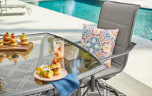 Ashbury Pewter Steel Square Glass Top Outdoor Dining Table! (BRAND NEW IN BOX - TABLE ONLY!)