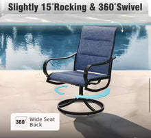 Black 5-Piece Metal Patio Outdoor Dining Set with Rectangle Table, Padded Textilene Swivel Chairs! (BRAND NEW IN 3 BOX’S! - 5PC SET ONLY - 4CHAIRS - 1TABLE)