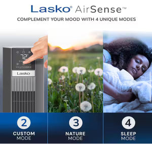 Lasko Xtra Air 48 in. 12-Speed Smart Tower Fan in Gray w/ DC Motor, Works w/ Alexa, Google, Whisper Quiet, Remote, 12 in. Dia!! NEW AND ASSEMBLED!!
