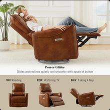 Ivy Bronx 32.3" Wide Power Recliner PU Leather 270° Swivel and Rocker Recliner with USB Port