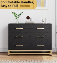 Dresser for Bedroom with 6 Drawer Double Dressers, Modern Wooden Dresser Chest, Black! (NEW IN BOX)