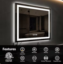 LOVMOR 30x30 Inch LED Bathroom Mirror with Anti Fog Dimmable Lights 3 Color Temperature Memory Function ETL Certified!! NEW IN BOX!!
