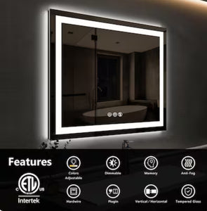 LOVMOR 30x30 Inch LED Bathroom Mirror with Anti Fog Dimmable Lights 3 Color Temperature Memory Function ETL Certified!! NEW IN BOX!!