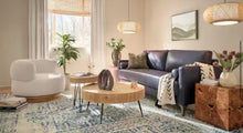 Goodwin 75.6 in. Mid-Century Modern Square Arm Faux Leather Sofa in Navy Blue! (NEW IN BOX)