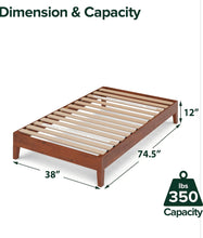 ZINUS Wen Deluxe Wood Platform Bed Frame / Solid Wood Foundation / Wood Slat Support / No Box Spring Needed / Easy Assembly, Twin**New in box**