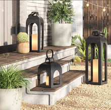 22.5"x7.7" Pillar Cast Aluminum Outdoor Lantern Candle Holder Black - Threshold - WE DO NOT SHIP!!