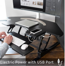 VIVO 43 inch Corner Electric Height Adjustable Cubicle Stand Up Desk Converter, VE Series, Sit to Stand Tabletop Dual Monitor Riser with USB Port, Black, DESK-V000VCE- new in box