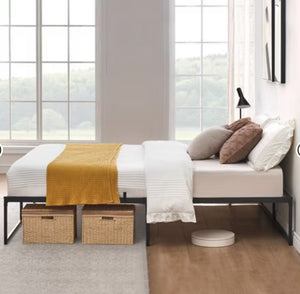 Full Size Bed Frame, 14 inch Metal with 3 in 1 Sturdy Steel Support, No Box Spring Needed, Black Frame! (NEW IN BOX)