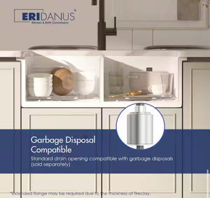 Eridanus Oslo 32 in. Drop-In/Undermount Double Bowl Fireclay Kitchen Sink in Crisp White with Botton Grid and Basket Strainer!! NEW IN BOX!!