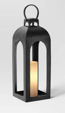 22.5"x7.7" Pillar Cast Aluminum Outdoor Lantern Candle Holder Black - Threshold - WE DO NOT SHIP!!