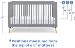 Delta Children Jordan 4-in-1 Convertible Crib, Gray! (NEW IN BOX)