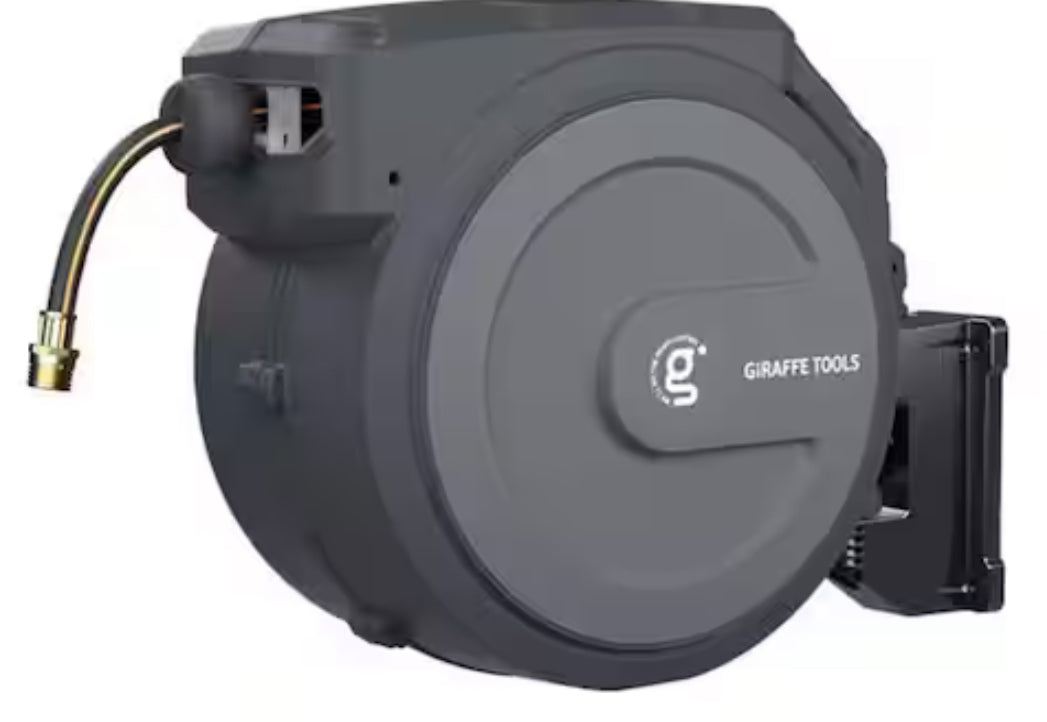 Garden Retractable Hose Reel-5/8 in.-90 ft., Metal Bracket, Wall Mounted, Dark Grey! (BRAND NEW IN BOX)