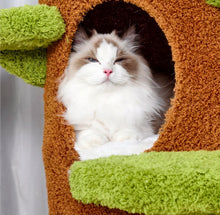58.3'' H Solid Wood Cat Tree / Multi Cat Condo Warm Soft Furry Cat Climbing Shelf Fluffy Perch Cat Bed- new in box - assembly required