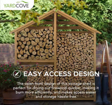 YardCove 29.76 in. Outdoor Firewood Storage Rack with Asphalt Roof and 2-Tier Shelves! (NEW & ASSEMBLED)
