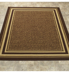 Ottomanson Ottohome Collection Non-Slip Rubberback Bordered Design 3x5 Indoor Area Rug, 3'3" x 5', Brown**New**